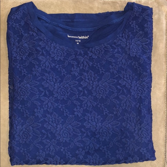 Nwot Woman Within Lace Front Knit Tunic - Picture 6 of 7